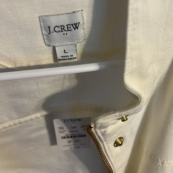 NWT. J.Crew Cream linen jacket with zipper and gold buttons. Size L - Picture 2 of 5